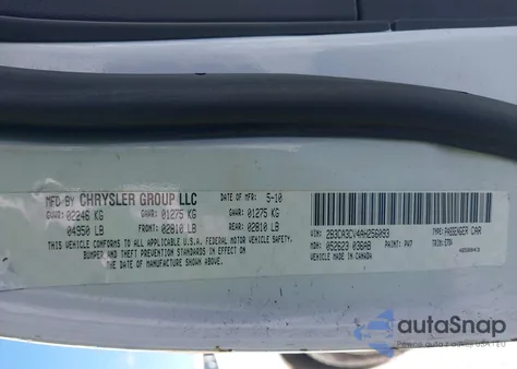 2010 Dodge Charger Sxt z USA, uszkodzony, nr VIN 2B3CA3CV4AH256093